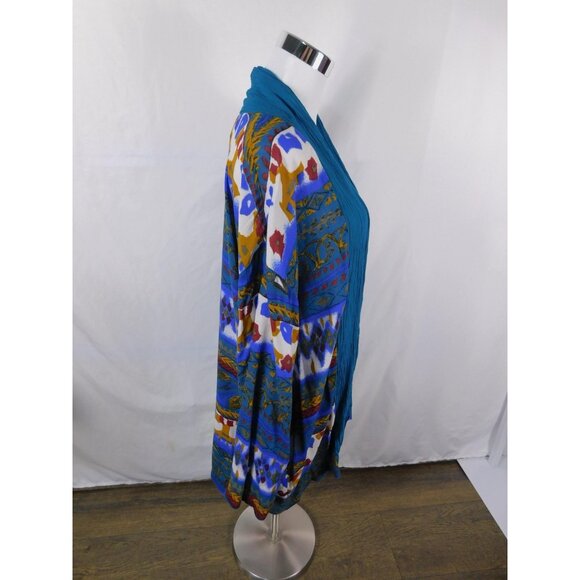 AKF Woman Sweater Womens 18 Multicolor Open Front Cardigan Boho Made in USA - Picture 7 of 11